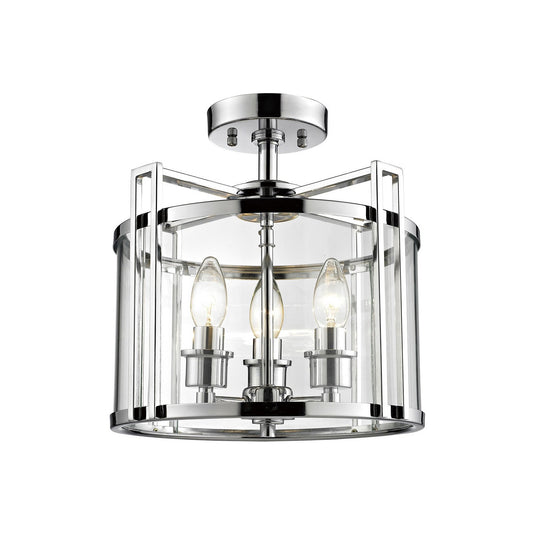 Diyas IL31080 Eaton Semi Ceiling 3 Light Polished Chrome/Glass - 20612