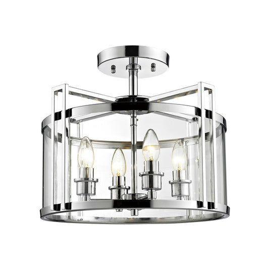 Diyas IL31081 Eaton Semi Ceiling 4 Light Polished Chrome/Glass - 38260