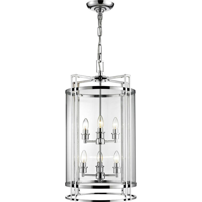 Diyas IL31084 Eaton Pendant 6 Light Polished Chrome/Glass - 38263