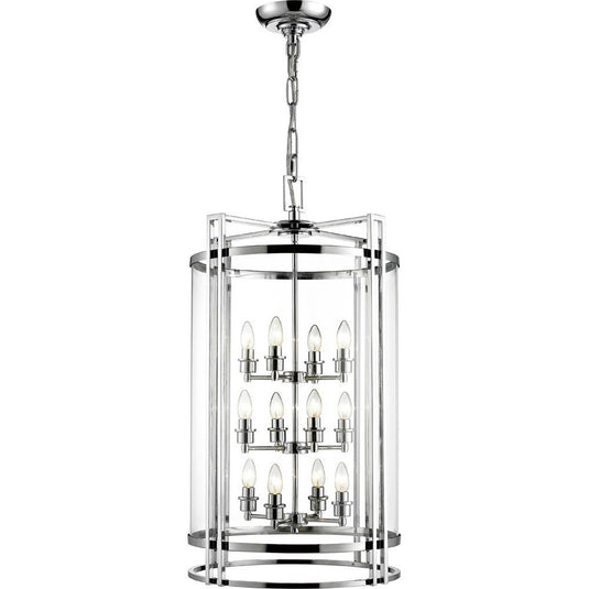 Diyas IL31085 Eaton Pendant 12 Light E14 Polished Chrome/Glass (Pallet Shipment Only, Additional Charges May Apply.) Item Weight: 17.6kg - 38264