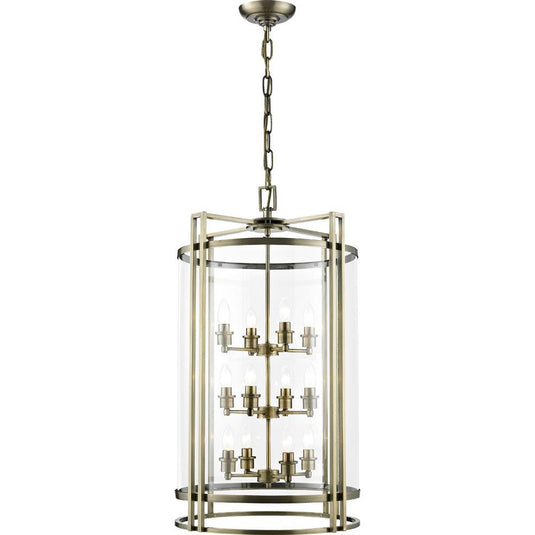 Diyas IL31095 Eaton Pendant 12 Light E14 Antique Brass/Glass (Pallet Shipment Only, Additional Charges May Apply.) Item Weight: 17.6kg - 38269