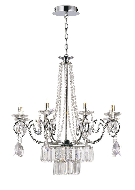 Diyas IL31616 Eden Pendant 8 Light G9 Polished Chrome/Crystal - 38430
