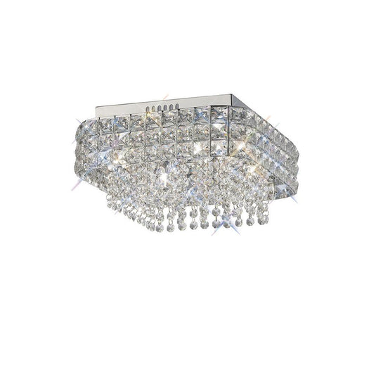 Diyas IL31152 Edison Ceiling Square 4 Light Polished Chrome/Crystal - 38284