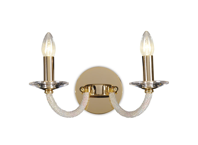 Diyas IL30372 Elena Wall Lamp Switched 2 Light Gold/Crystal - 38053