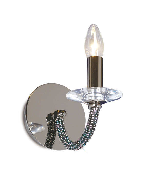 Diyas IL30471 Elena Wall Lamp Switched 1 Light Black Chrome/Crystal - 38073