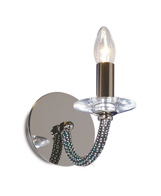 Diyas IL30471 Elena Wall Lamp Switched 1 Light Black Chrome/Crystal - 38073