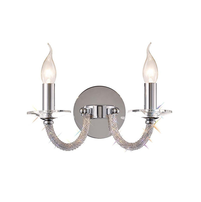 Diyas IL30512 Elena Wall Lamp Switched 2 Light Polished Chrome/Crystal - 38082