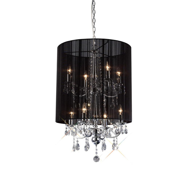 Diyas IL30068 Ella Pendant With Black Shade 8 Light Polished Chrome/Crystal - 37951