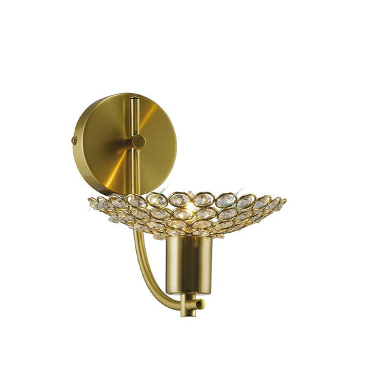 Diyas IL20600 Ellen Wall Lamp 1 Light Satin Brass/Crystal - 37852