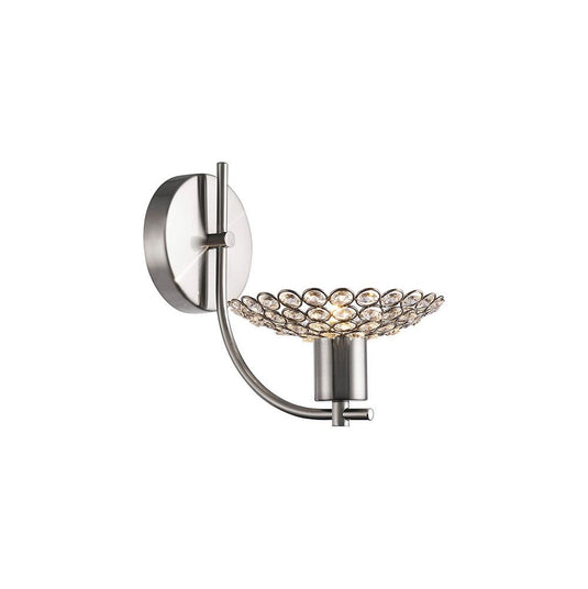 Diyas IL20605 Ellen Wall Lamp 1 Light Satin Nickel/Crystal - 37854