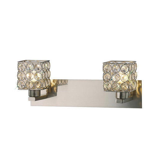 Diyas IL20640 Elsa Wall Lamp 2 Light Satin Nickel/Crystal - 37858