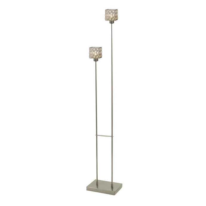 Diyas IL20644 Elsa Floor Lamp 2 Light Satin Nickel/Crystal - 37860