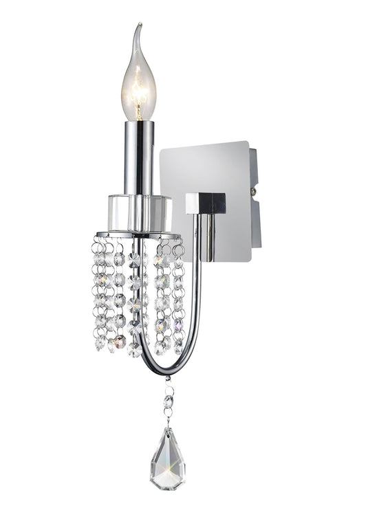 Diyas IL31540 Emily Wall Lamp Switched 1 Light Polished Chrome/Crystal - 38402