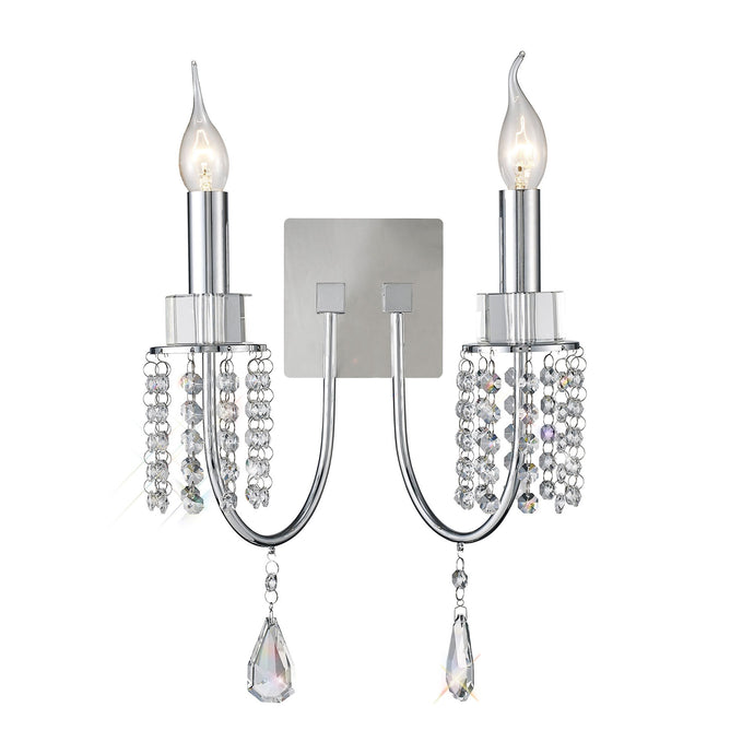 Diyas IL31541 Emily Wall Lamp Switched 2 Light Polished Chrome/Crystal - 38403