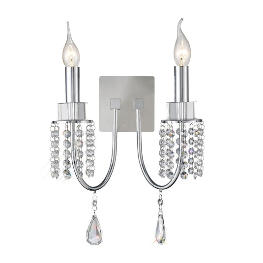 Diyas IL31541 Emily Wall Lamp Switched 2 Light Polished Chrome/Crystal - 38403