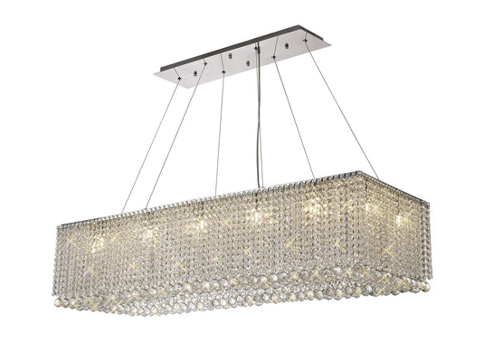 Diyas IL31733 Empire 122x51cm Linear Pendant Chandelier, 14 Light G9, Polished Chrome/Crystal Item Weight: 26.9kg - 38492