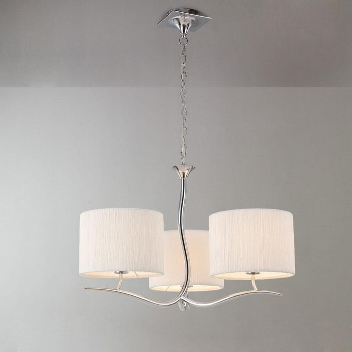 Mantra M1131 Eve Pendant 3 Light E27, Polished Chrome With White Round Shade