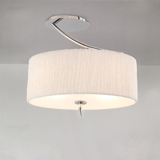 Mantra M1132 Eve Semi Ceiling 2 Light E27, Polished Chrome With White Oval Shade