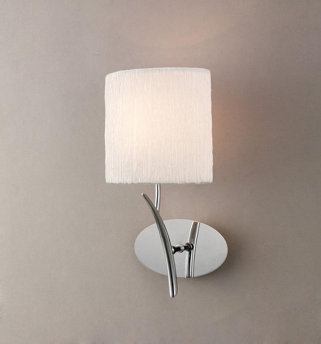 Mantra M1134/S Eve Wall Lamp Switched 1 Light E27, Polished Chrome With White Oval Shade