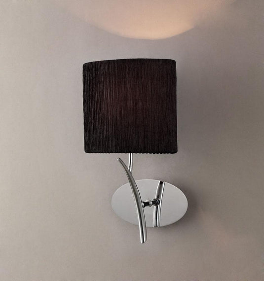 Mantra M1134/S/BS Eve Wall Lamp Switched 1 Light E27, Polished Chrome With Black Oval Shade