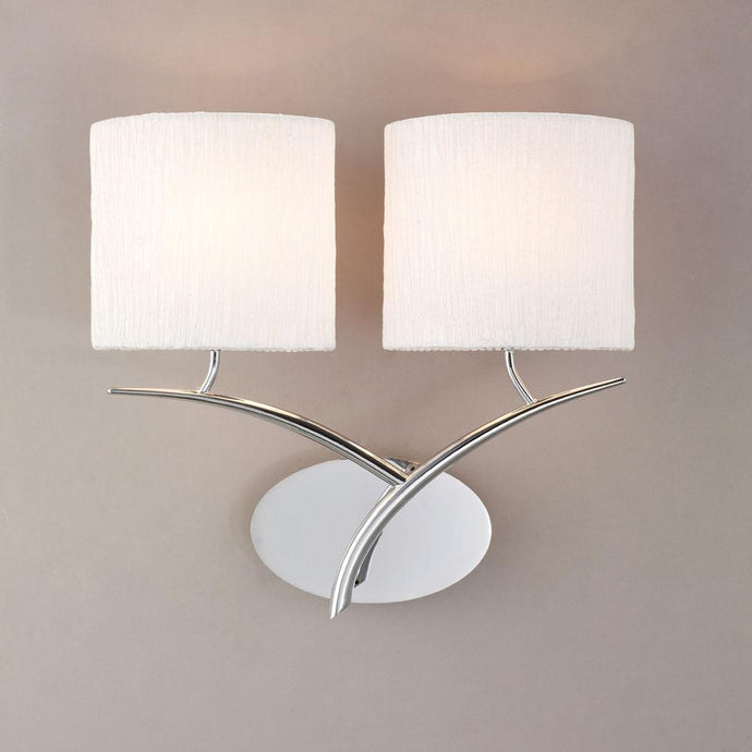 Mantra M1135/S Eve Wall Lamp Switched 2 Light E27, Polished Chrome With White Oval Shades