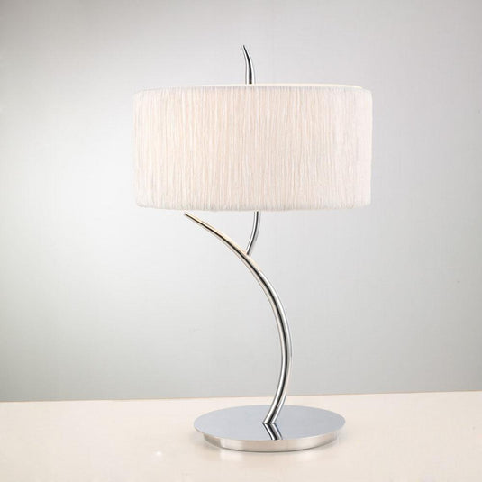 Mantra M1137 Eve Table Lamp 2 Light E27 Large, Polished Chrome With White Round Shade
