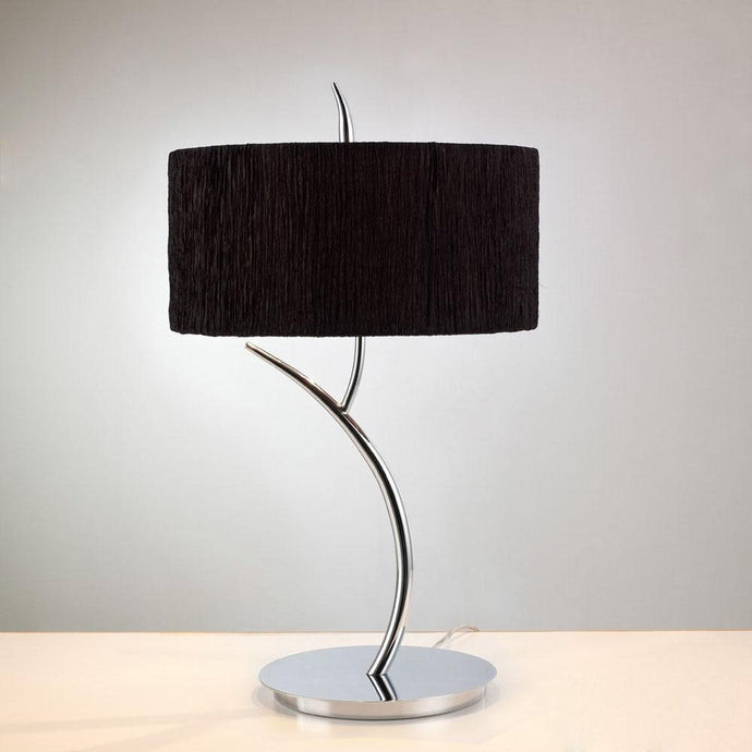 Mantra M1137/BS Eve Table Lamp 2 Light E27 Large, Polished Chrome With Black Round Shade