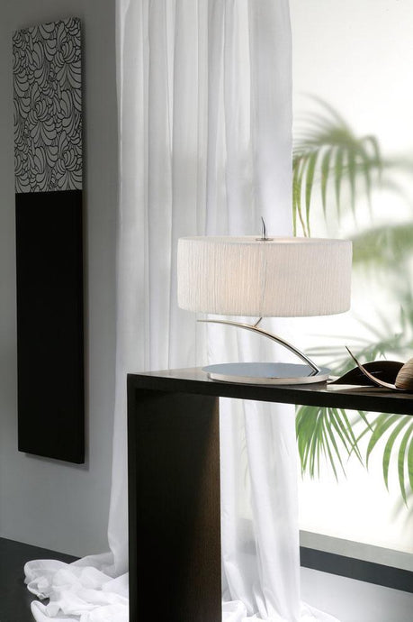 Mantra M1138 Eve Table Lamp 2 Light E27 Small, Polished Chrome With White Oval Shade