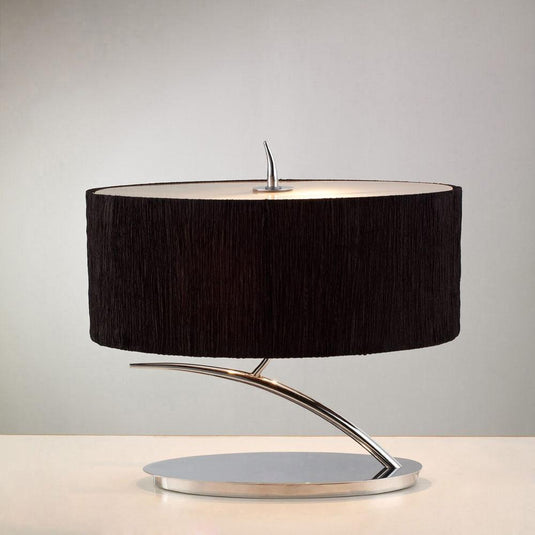 Mantra M1138/BS Eve Table Lamp 2 Light E27 Small, Polished Chrome With Black Oval Shade