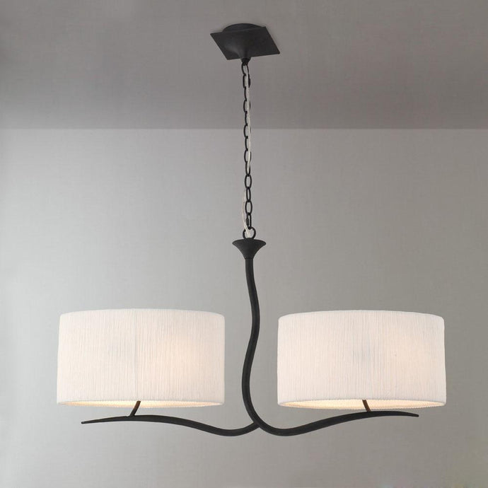 Mantra M1150 Eve Pendant 2 Arm 4 Light E27, Antracite With White Oval Shades