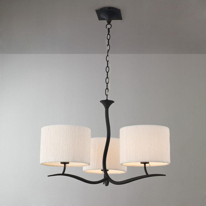 Mantra M1151 Eve Pendant 3 Light E27, Antracite With White Round Shades