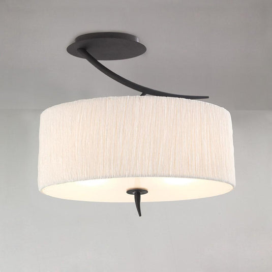 Mantra M1152 Eve Semi Ceiling 2 Light E27, Antracite With White Oval Shade