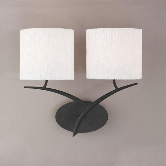 Mantra M1155 Eve Wall Lamp 2 Light E27, Antracite With White Oval Shades