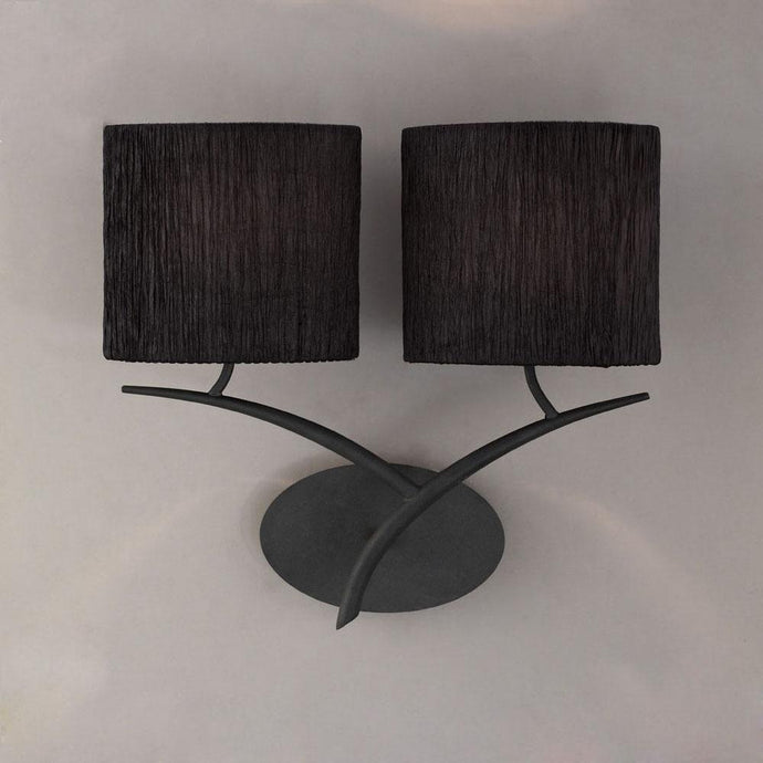 Mantra M1155/BS Eve Wall Lamp 2 Light E27, Antracite With Black Oval Shades