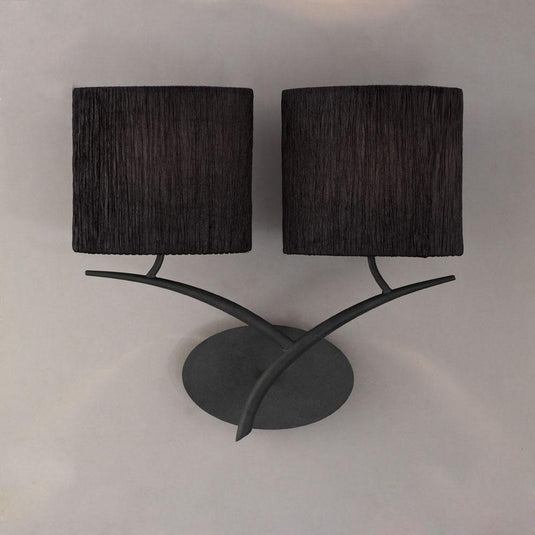 Mantra M1155/BS Eve Wall Lamp 2 Light E27, Antracite With Black Oval Shades