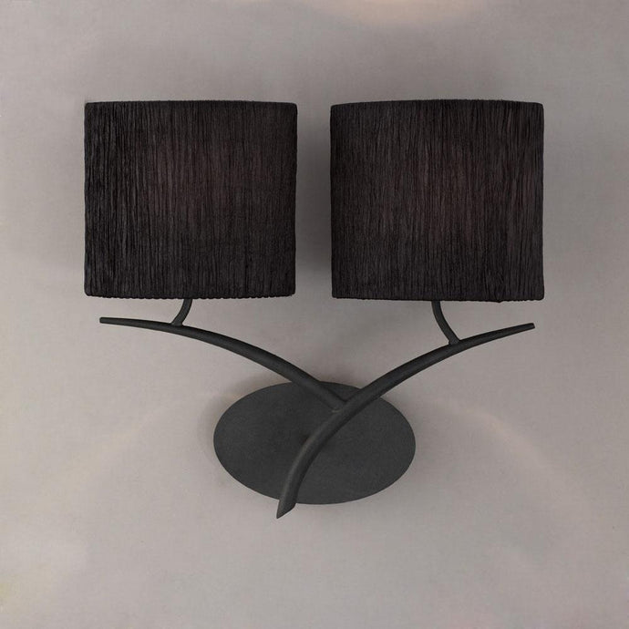 Mantra M1155/S/BS Eve Wall Lamp Switched 2 Light E27, Antracite With Black Oval Shades