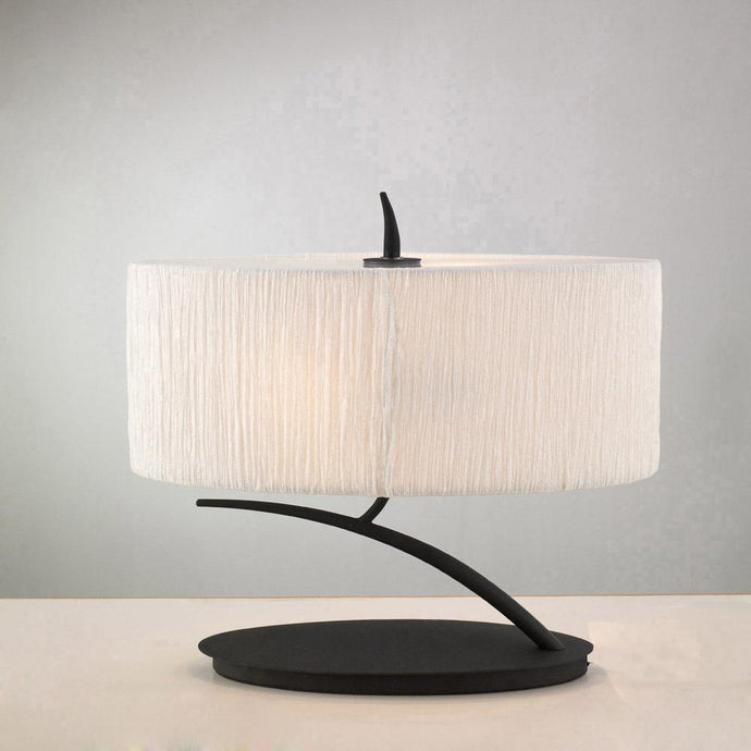 Mantra M1158 Eve Table Lamp 2 Light E27 Small, Antracite With White Oval Shade