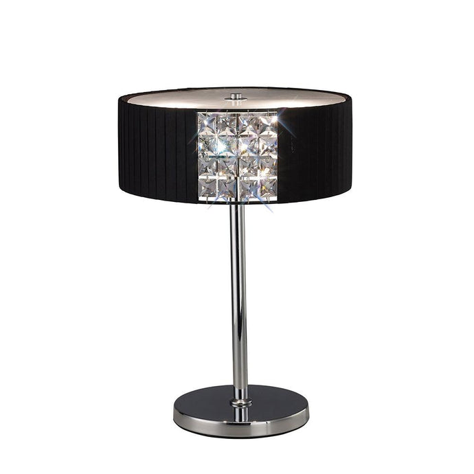 Diyas IL31170/BL Evelyn Table Lamp Round With Black Shade 2 Light Polished Chrome/Crystal - 38288