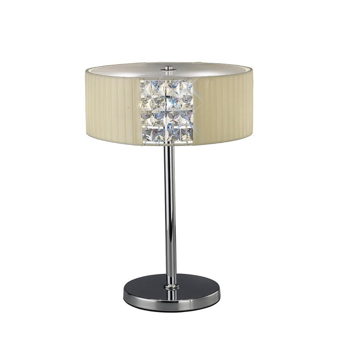 Diyas IL31170/CR Evelyn Table Lamp Round With Cream Shade 2 Light Polished Chrome/Crystal - 38289