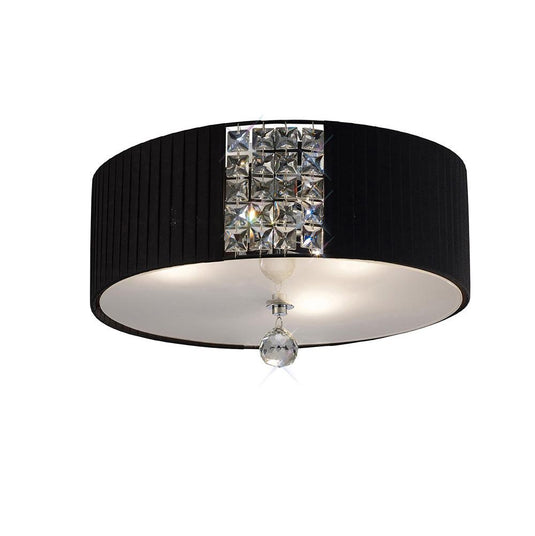 Diyas IL31172/BL Evelyn Ceiling Round With Black Shade 3 Light Polished Chrome/Crystal - 38292