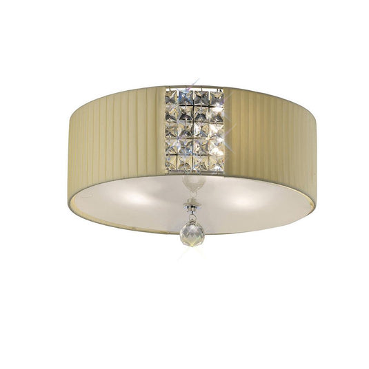 Diyas IL31172/CR Evelyn Ceiling Round With Cream Shade 3 Light Polished Chrome/Crystal - 38293