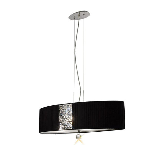 Diyas IL31173/BL Evelyn Pendant Oval With Black Shade 4 Light Polished Chrome/Crystal - 38294