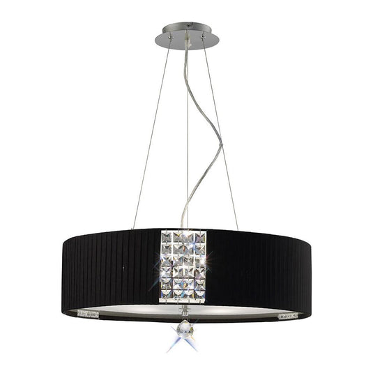 Diyas IL31174/BL Evelyn Pendant Round With Black Shade 5 Light Polished Chrome/Crystal - 38296