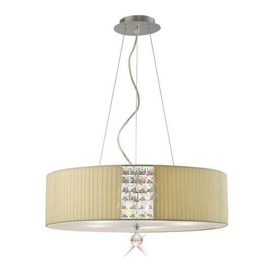 Diyas IL31174/CR Evelyn Pendant Round With Cream Shade 5 Light Polished Chrome/Crystal - 38297