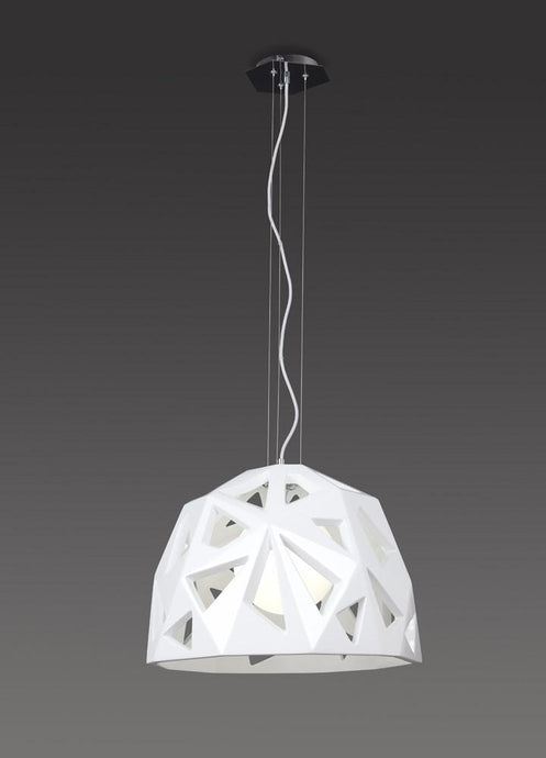Mantra M3730 Facette Pendant 1 Light E27, Gloss White/Polished Chrome