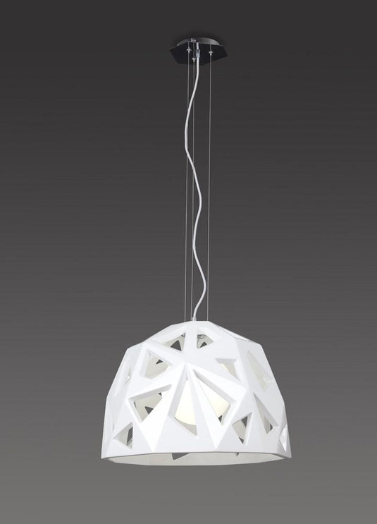 Mantra M3730 Facette Pendant 1 Light E27, Gloss White/Polished Chrome