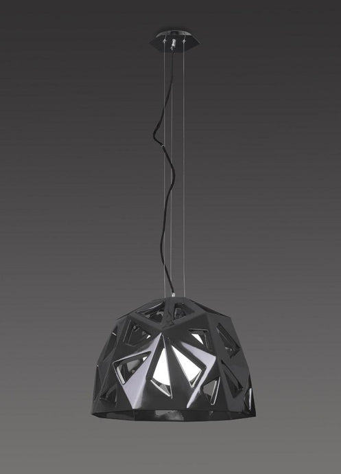Mantra M3732 Facette Pendant 1 Light E27, Gloss Black/Polished Chrome