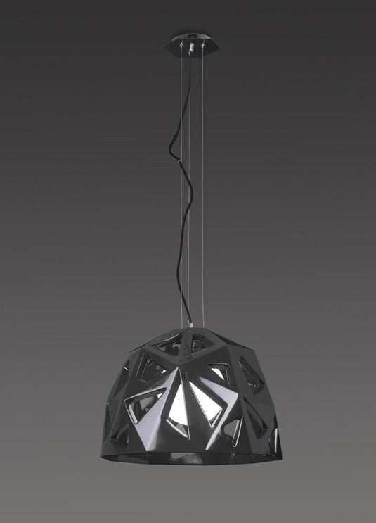 Mantra M3732 Facette Pendant 1 Light E27, Gloss Black/Polished Chrome
