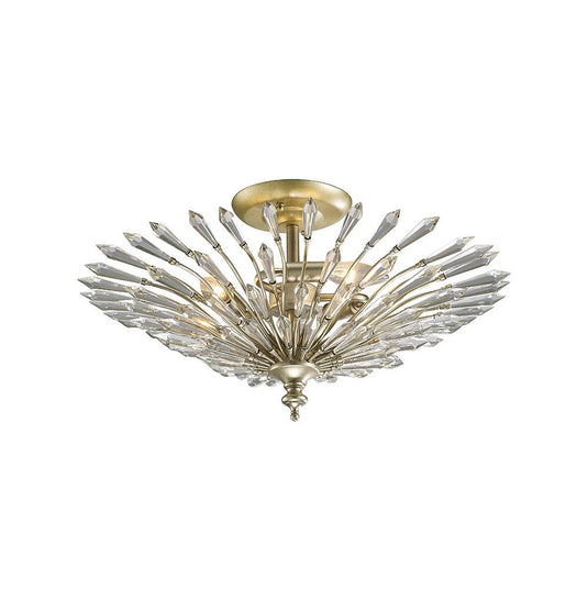 Diyas IL31671 Fay Semi Ceiling 3 Light E14 Aged Gold/Silver/Crystal - 38451