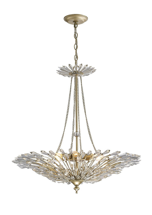 Diyas IL31672 Fay Pendant 6 Light E14 Aged Gold/Silver/Crystal - 38452